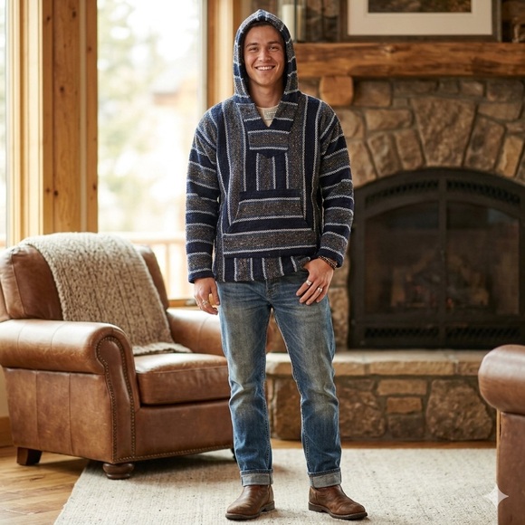 cienfuegos Other - Cienfuegos Boho Striped Hooded Baja Hoodie Size Medium